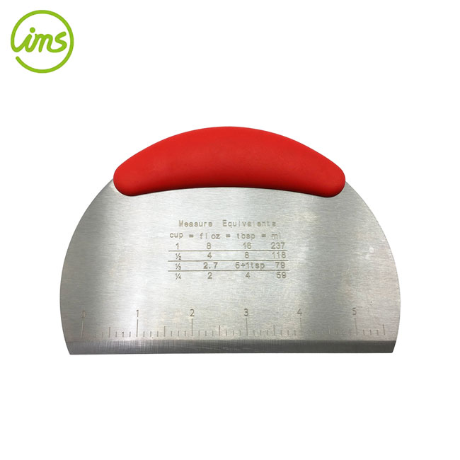 Stainless Steel Dough Scraper with Measurement Markings – Non-Slip Handle Bench Scraper